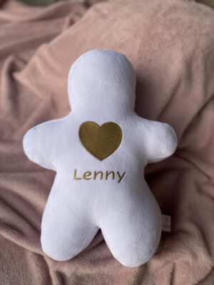 Peluche doudou petit bonhomme manele au cœur d'or personnalisable
